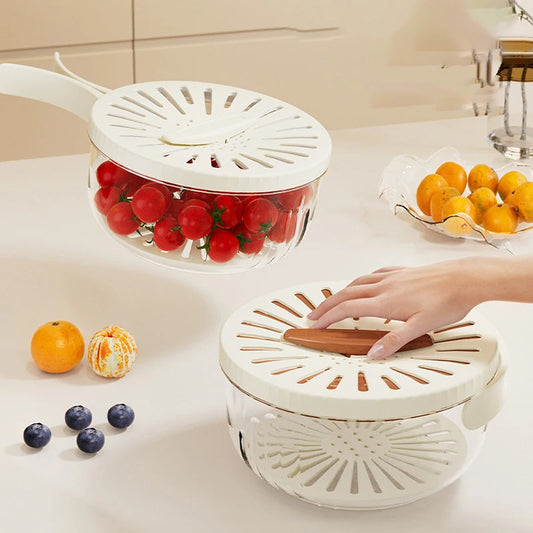 Fruit & Vegetable Drain Basket with Lid – Foldable Colander