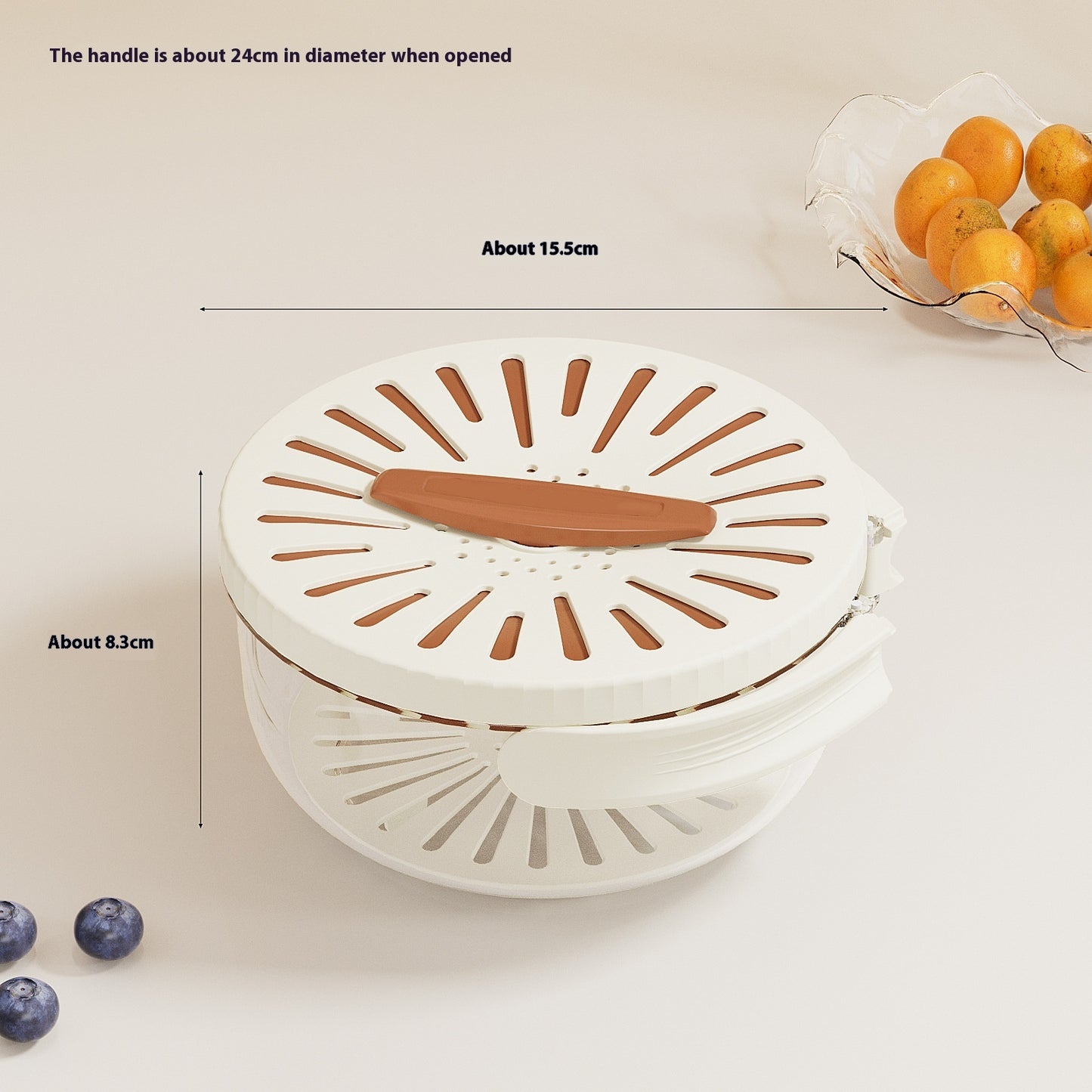 Fruit & Vegetable Drain Basket with Lid – Foldable Colander