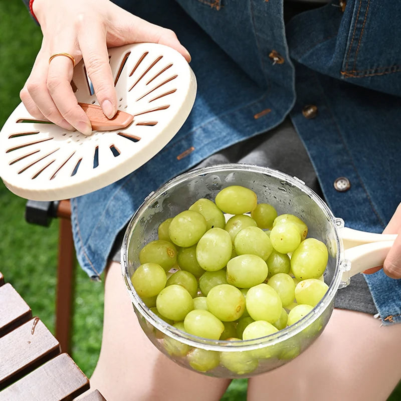 Fruit & Vegetable Drain Basket with Lid – Foldable Colander