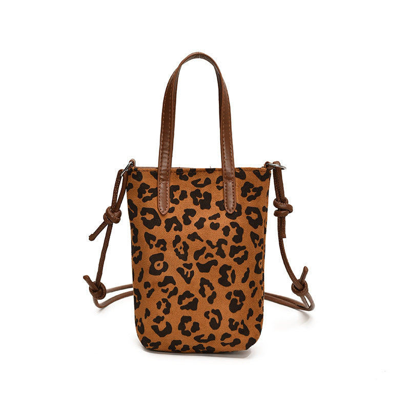 Women’s Retro Leopard Print Crossbody Bag – Suede Shoulder Bag