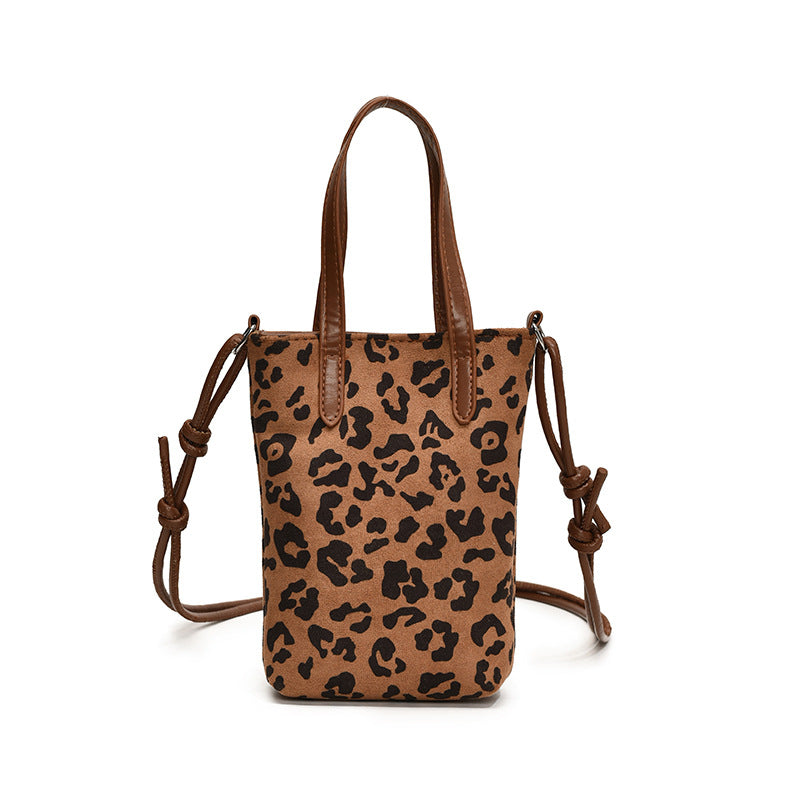 Women’s Retro Leopard Print Crossbody Bag – Suede Shoulder Bag