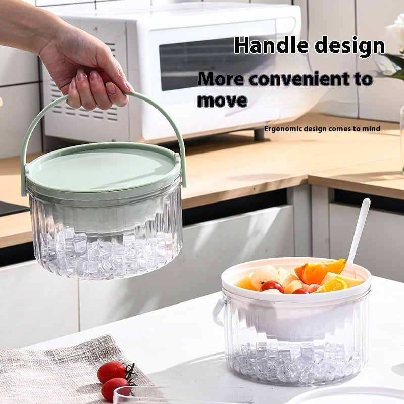 Iced Fresh-Keeping Salad Bowl – Clear Round Storage Box with Lid