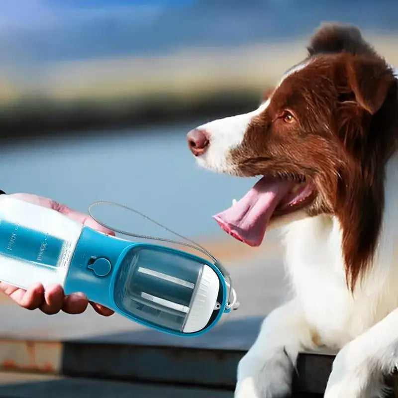 3-in-1 Portable Dog Water Bottle – Pet Water Dispenser with Food Container & Waste Bag Holder