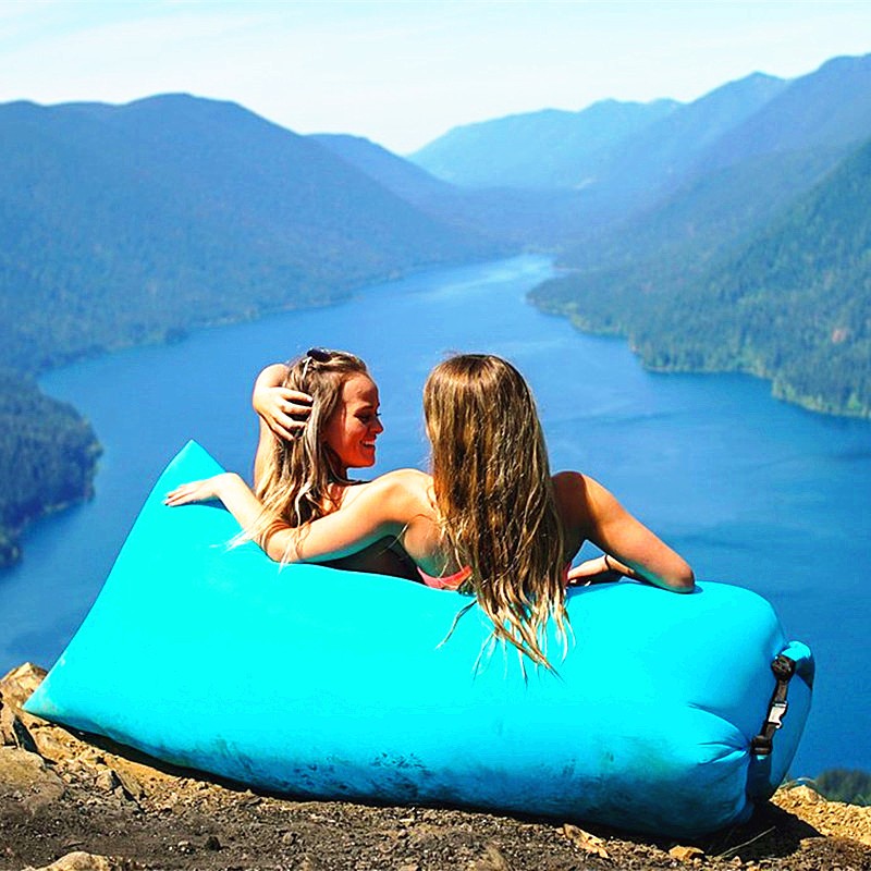 Fast Inflatable Air Lounger Sofa – Portable Laybag Beach Chair, Camping Air Couch No Pump Needed