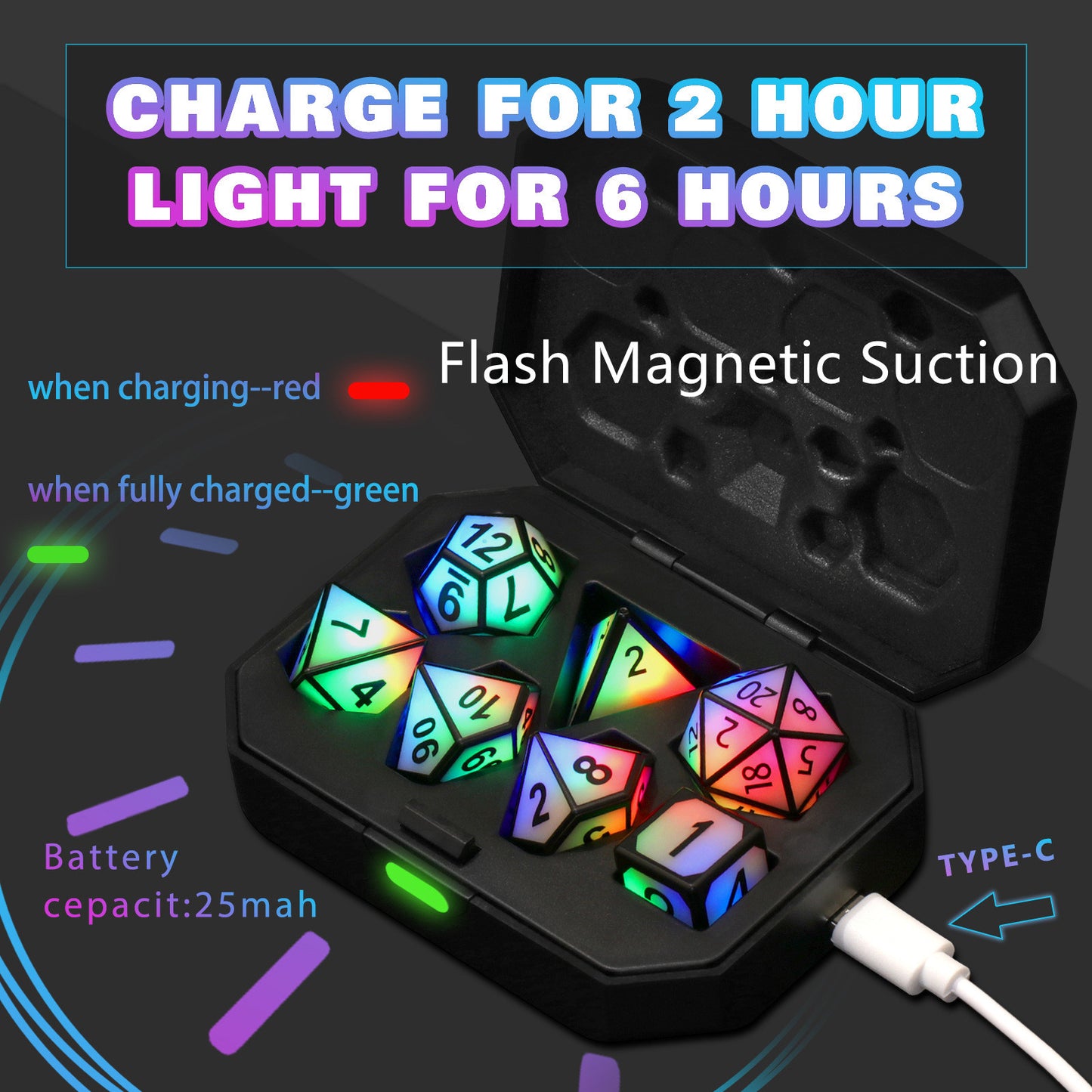 Charging Luminous Dice Chip LED – Fun LED Dice for Board & Card Games