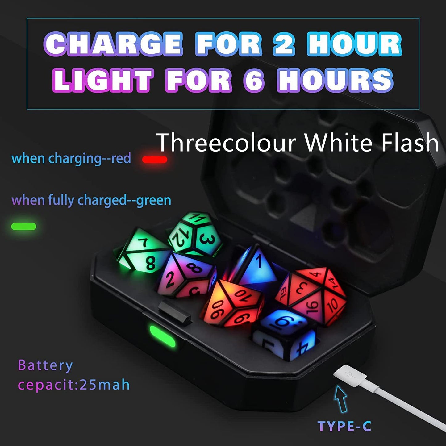 Charging Luminous Dice Chip LED – Fun LED Dice for Board & Card Games