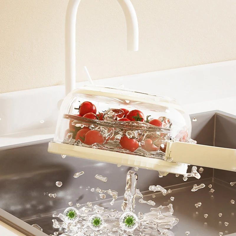 Fruit & Vegetable Drain Basket with Lid – Foldable Colander