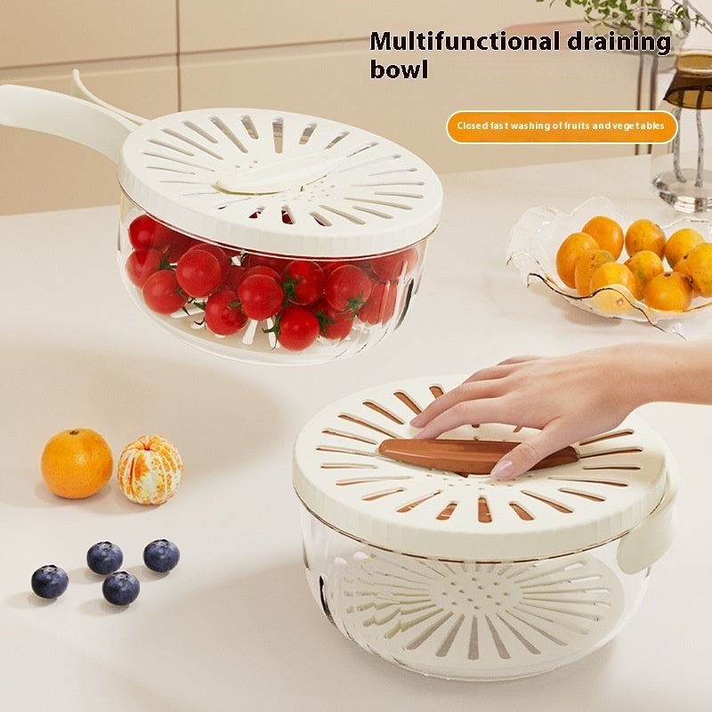 Fruit & Vegetable Drain Basket with Lid – Foldable Colander
