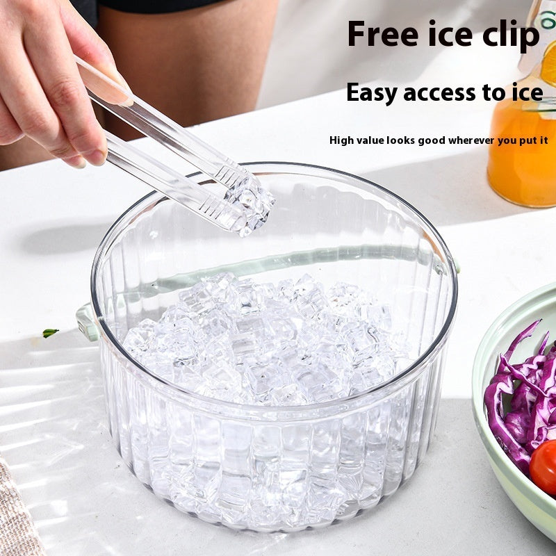 Iced Fresh-Keeping Salad Bowl – Clear Round Storage Box with Lid