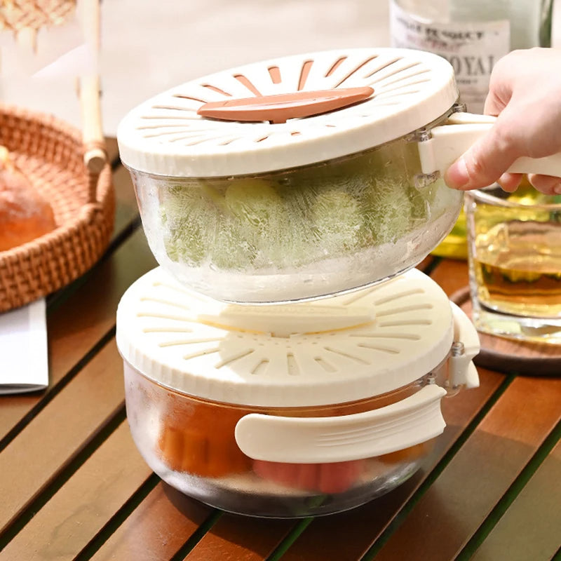 Fruit & Vegetable Drain Basket with Lid – Foldable Colander