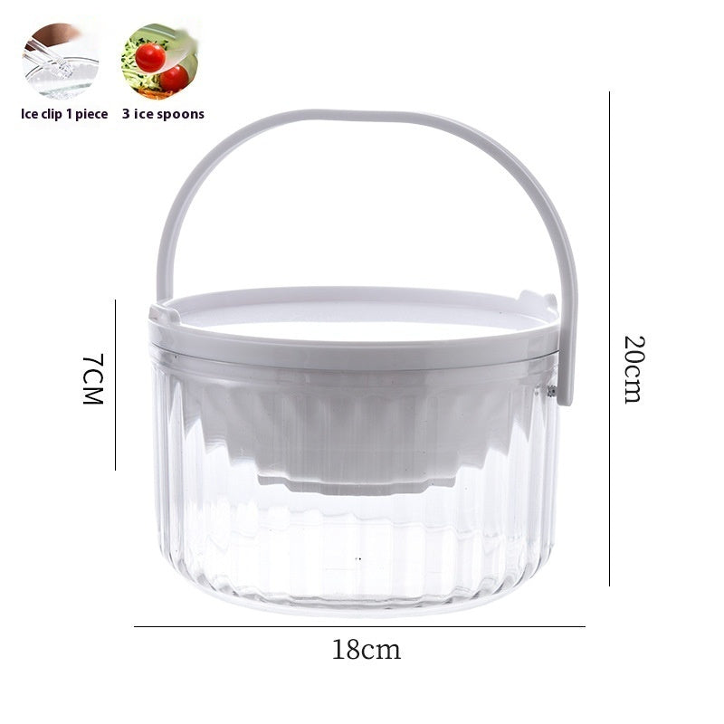 Iced Fresh-Keeping Salad Bowl – Clear Round Storage Box with Lid