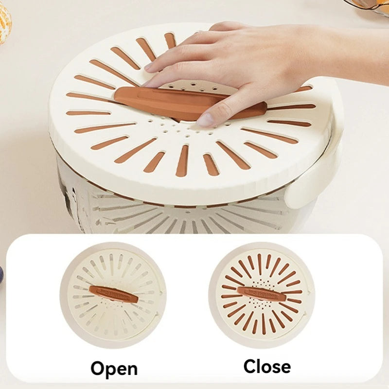 Fruit & Vegetable Drain Basket with Lid – Foldable Colander