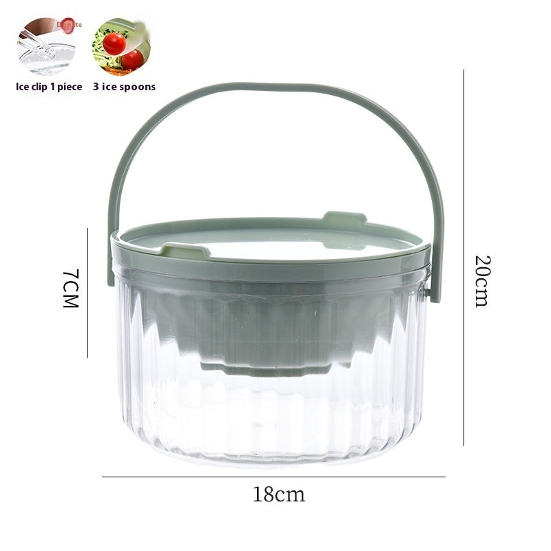 Iced Fresh-Keeping Salad Bowl – Clear Round Storage Box with Lid
